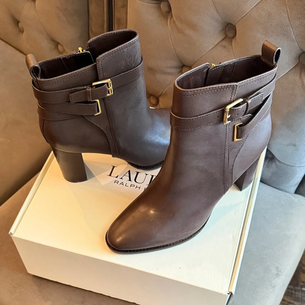 ⏰🔻🚨Ralph Lauren Madisyn Burnished Leather Bootie || Size 10B || NWB!! - Picture 3 of 4